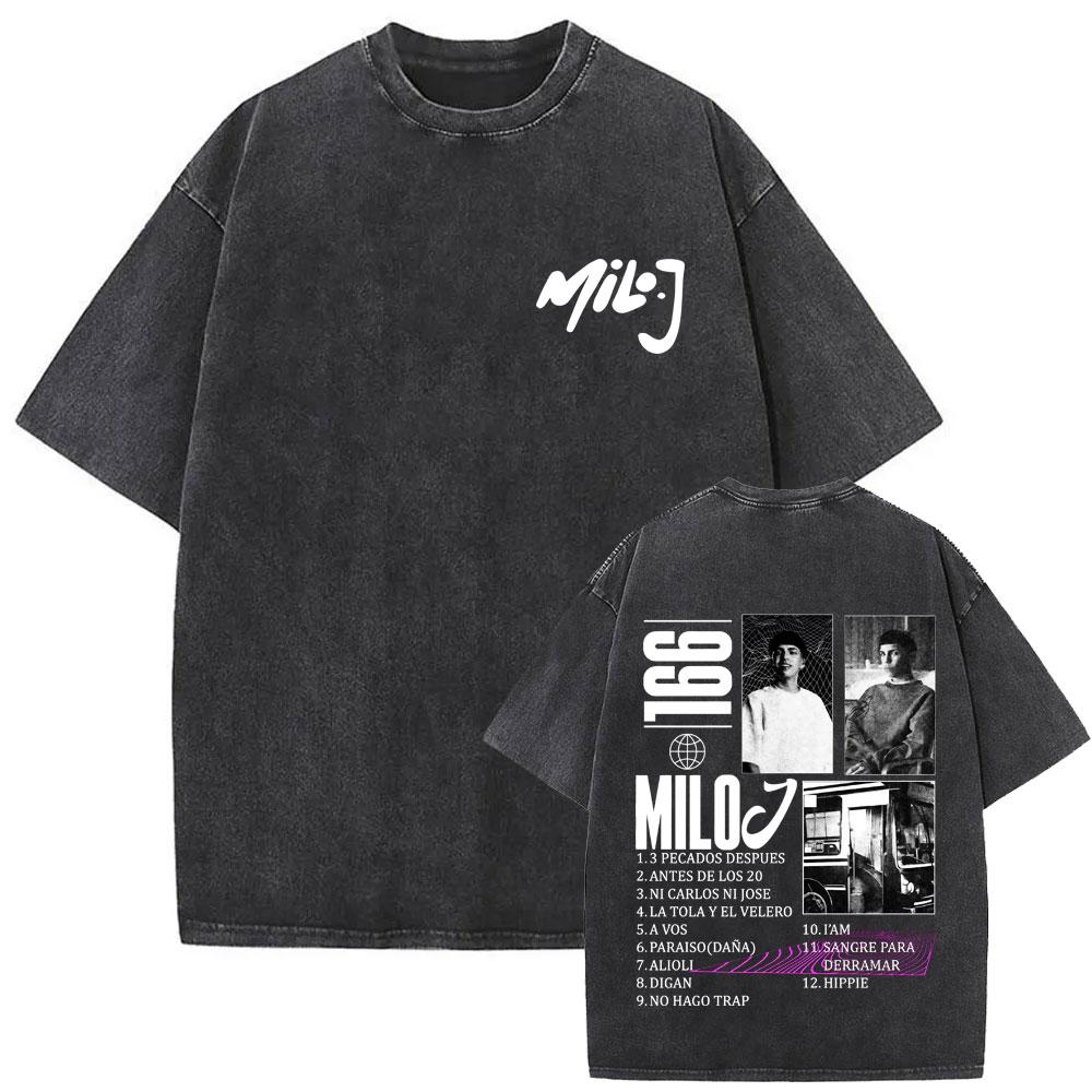 Gewaschenes Vintage Rapper Milo J La Vida Era Mas Corta Album Grafik T-Shirt Herren Damen Hip Hop Mode Popmusik T-Shirts Streetwear