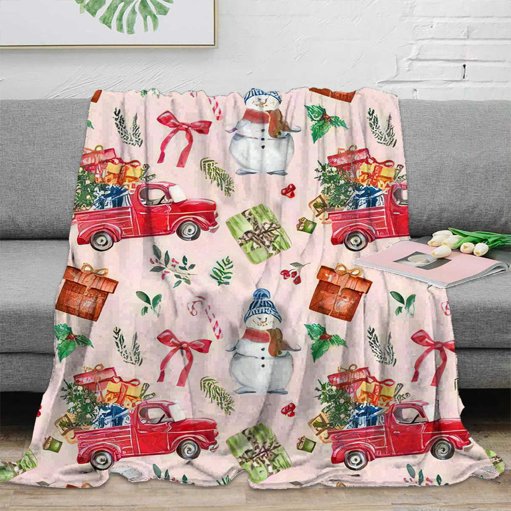 Christmas snowman theme Printed Blanket for Sofa Travel Camping Living Room Office Conditioning Blanket for All Seasons Gifts