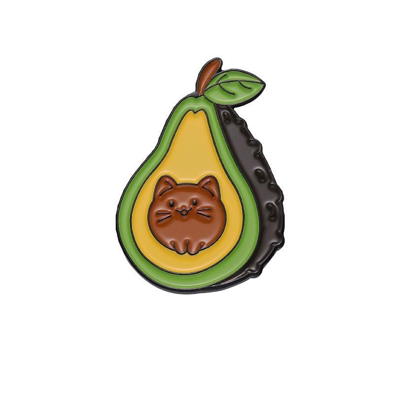 Creative Fruit Cute Series Metal Brooch Set Featuring Adorable Avocado And Peach Designs For Stylish Accessories And Fashionable