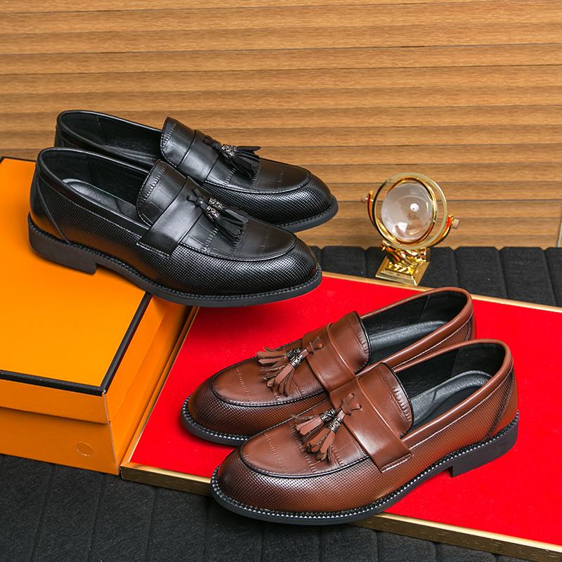 Fashion Men Retro Tassel Shoes Black Brown One Foot Comfortable Driving Shoes Business Office Formal Shoes Sizes 38-46 Men Shoes