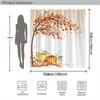 1 Vibrant Autumn Trees and Pumpkin Shower Curtain - Polyester Fabric Machine Washable Polyester Bathroom Decor