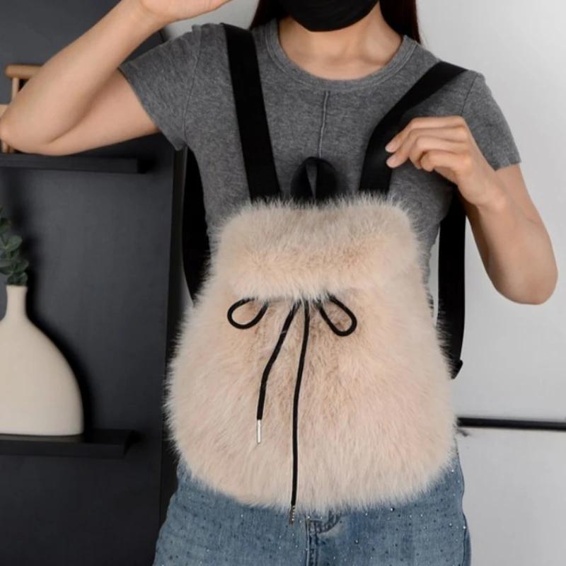 Hot salg vinter stor kapasitet vakker pels avslappet mote raffinert enkel hot i moten bærbar dame skulderveske