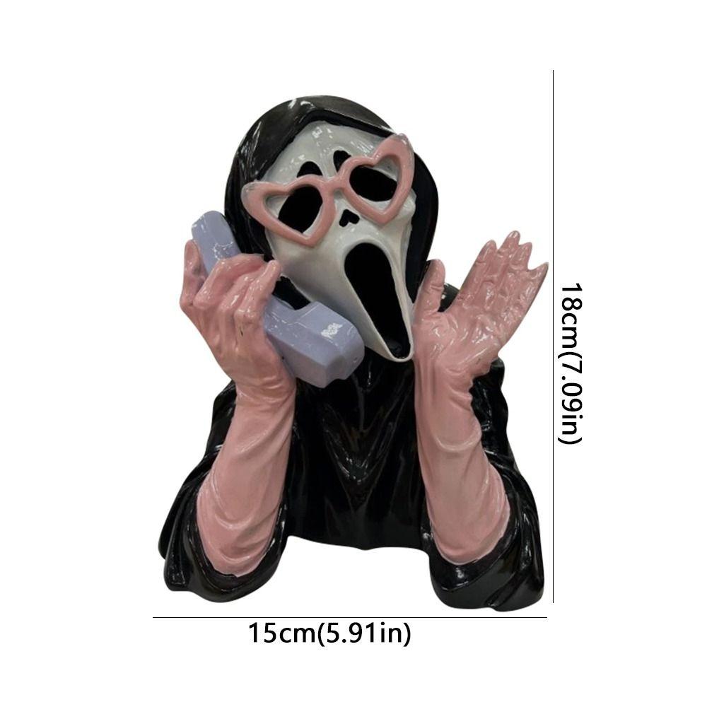 Pink Halloween Ghost Figurine Resin Glowing Ghost Ornament  Haunted House