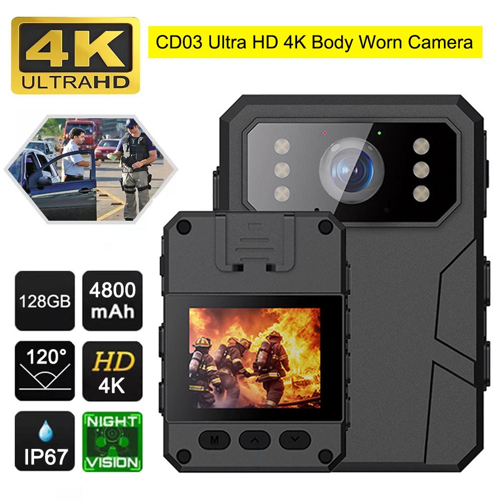 

4K HD Mini Camera Police Recorder з екраном Hd Ips Hd Police Body Camera, можна носити портативну натільну камеру чорний