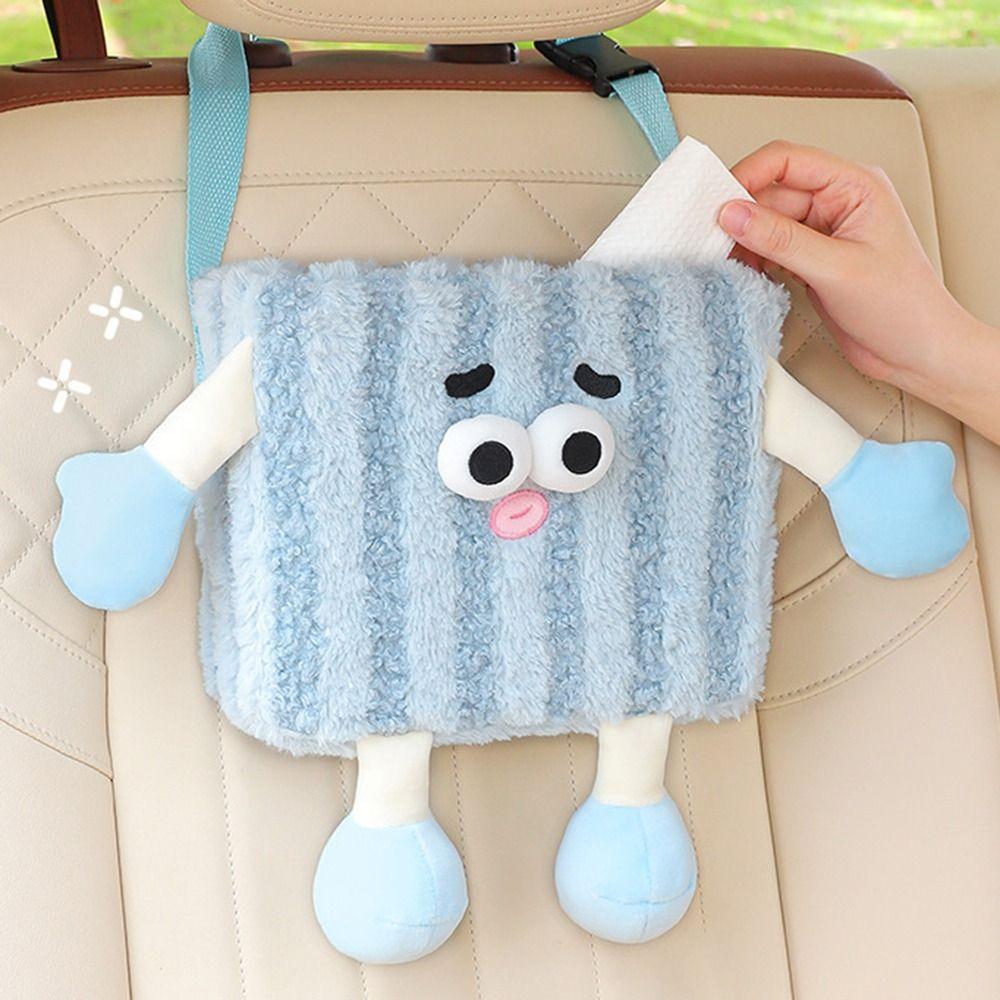 Cartoon Auto Seat Back Storage Bag Hanging Car Mounted Tissue Box Car Trash Can  Car Supplies