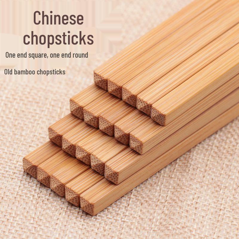 Traditional Unpainted Bamboo Chopsticks - Old Model, Thick Head Design