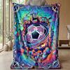 Soccer Ball Breaking Through Wall Theme blanket Lightweight Warm Flannel Blanket Decorative Throw Blanket for Home Decoration