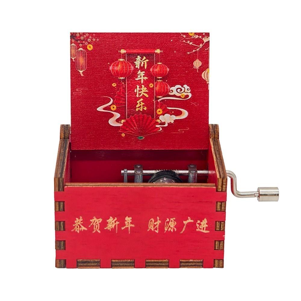 

Chinese Style Hand Crank Music Box Wooden Home Decor Ornaments New Octave Box New Year Gifts 1