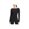 Nike Solid Color Off-The-Shoulder Fitted Long Sleeve Workout Top Women tops Black DQ6035-010