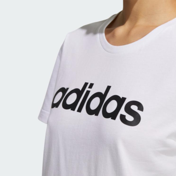 Adidas Neo Linear Logo Print Round Neck Casual Sport T-Shirt Women Tops White GP7139