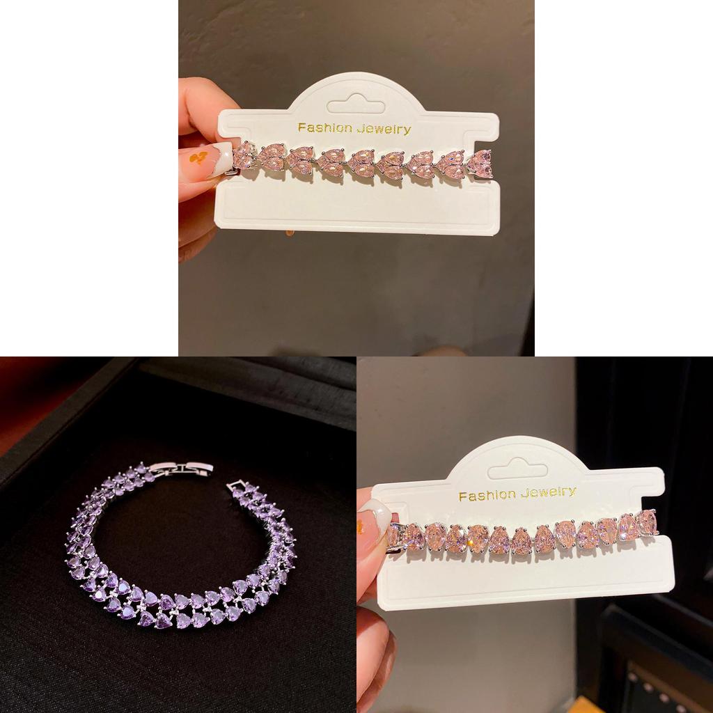 Heart Shaped Double Layer Zircon Crystal Bracelet For Women With Elegant Design And Gift Use
