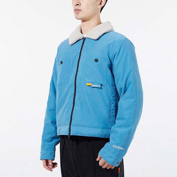 Nike Cotton Sport Jacket With Fold-Down Collar Men Jackets Blue DA6716-469