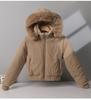 Women's Fleece-lined Cotton-padded Coat with Big Fur Collar Short Thickened Hooded Jacket