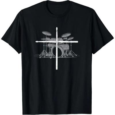 Christian Drummer Sticks Cross Music Lover Percussion T-Shirt