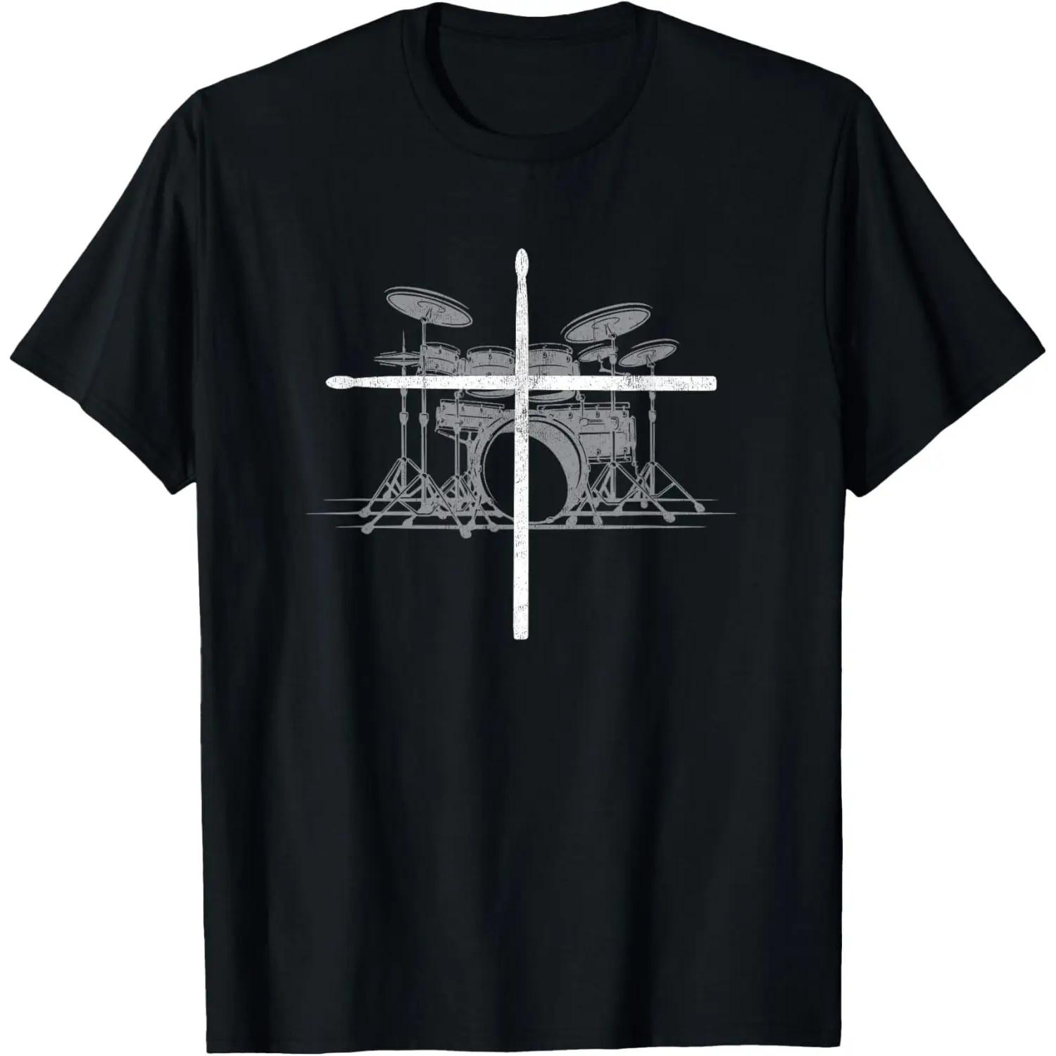 

Christian Drummer Sticks Cross Music Lover Percussion T-Shirt XXXXXL чорний