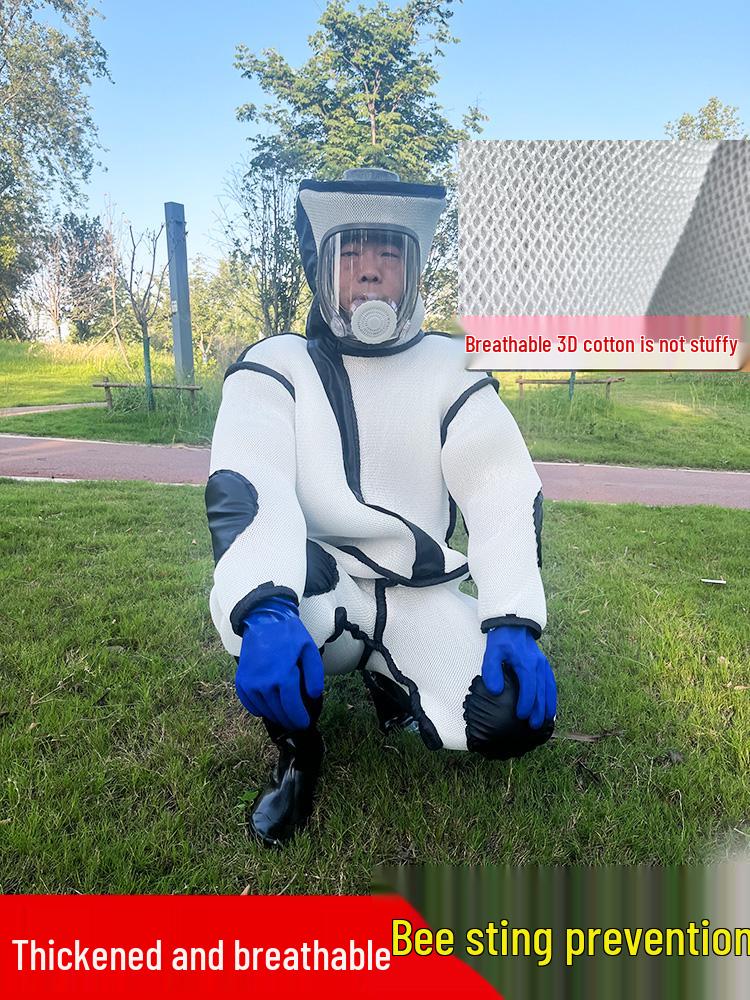3D Breathable Wasp Protection Suit with Full Body Enclosed Mask for Hornet Safety