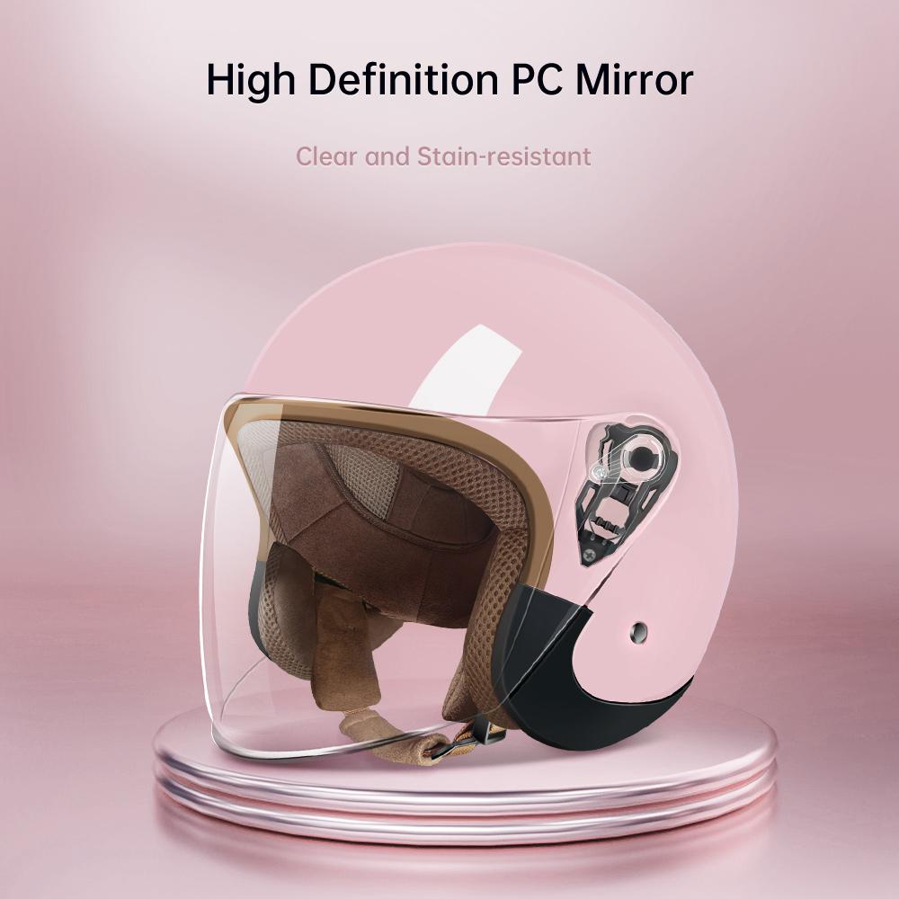 

Мотоциклетный шлем открытого типа для мужчин и женщин, с двойным визором от солнца и защитой лица, сверху легкий, для скутера, велосипеда, ретро 3/4 шлем розовый