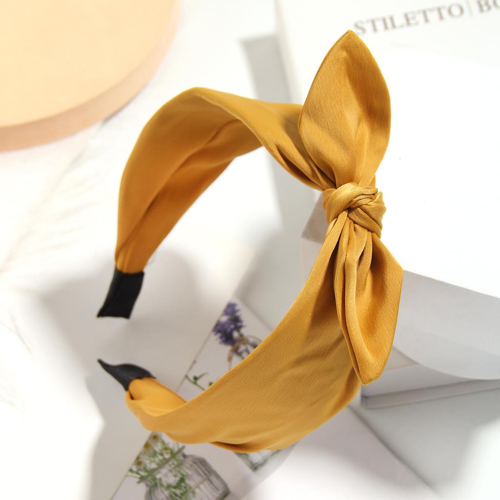 Furling Girl Pack of 1PC Solid Rabbit Ears Bow Knotted Press Hair Wide Hair Hoop for Women Girls Headwear Hair Accessories