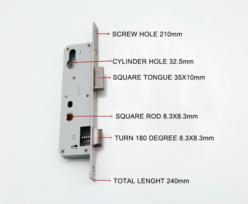 Door Lock Stainless Steel Hardware Accessories Lock Body 8520/25/30/35 Balcony Lock Body Lockcase Fittings