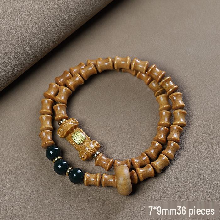 Sandalwood Lotus Bracelet: Men's & Women's Ruyi Running Ring, Wenwan & Green Sandalwood Buddhist Prayer Beads