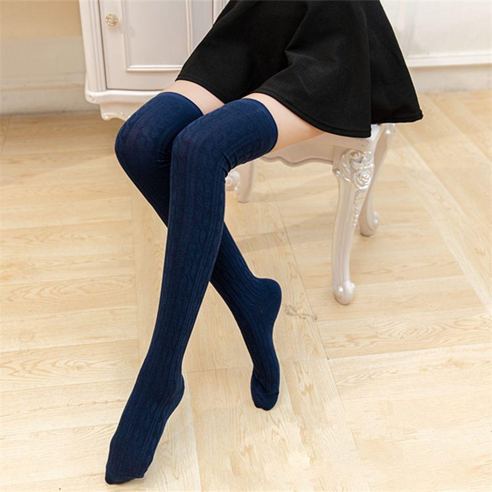 Women Winter Pantyhose Knit Thigh Tights Cotton Over Knee Stockings