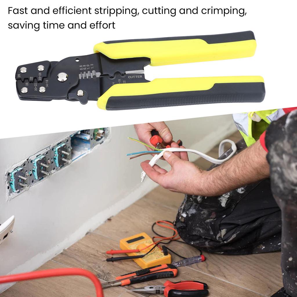 Wire Cutters Electrical Multifunction Adjustable DIY Handcraft Carbon Steel Wire Crimpers for Wire Stripping Cutting Yellow