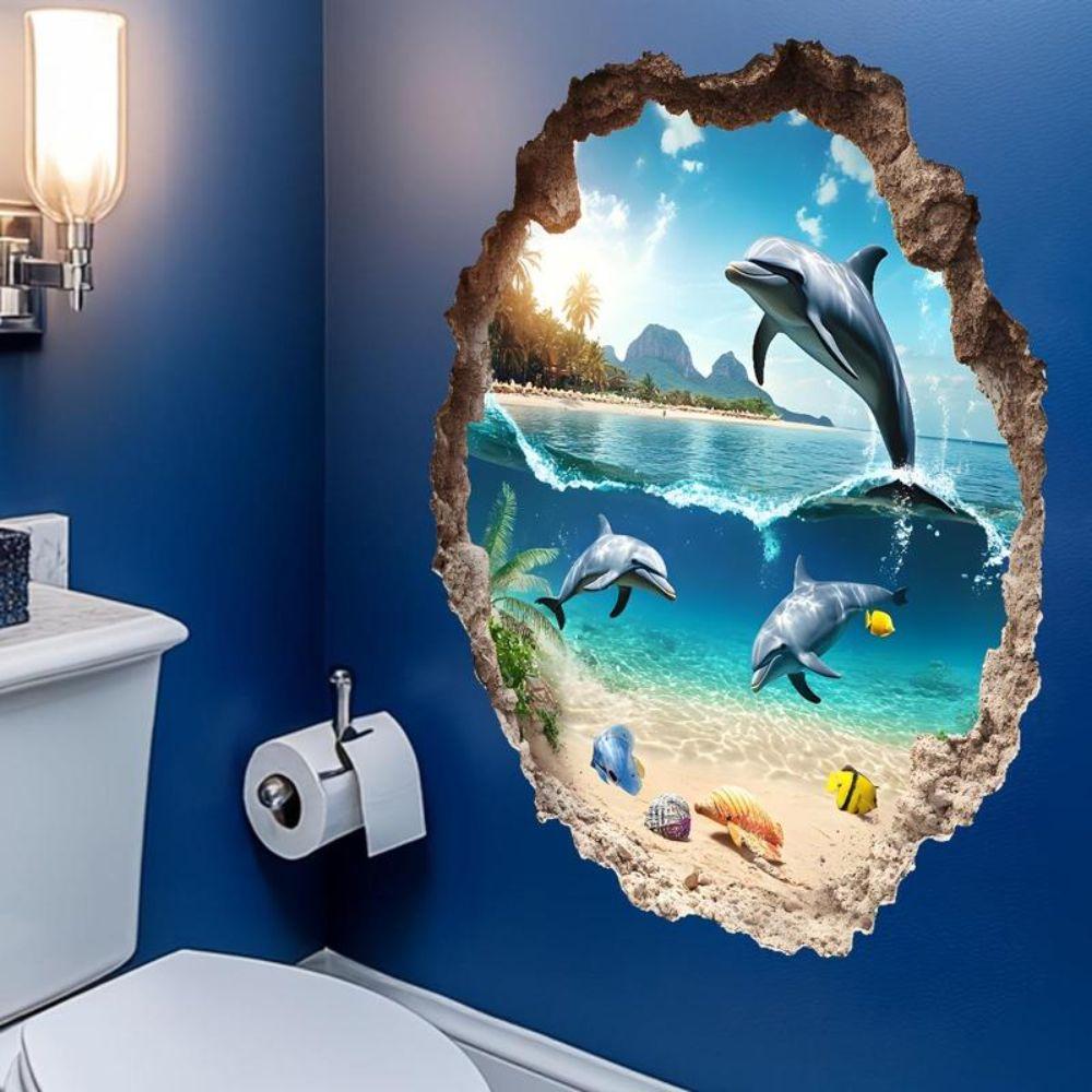 Waterproof Ocean Wall Sticker PVC Wall Decal New Home Decor Stickers Bathroom Decor