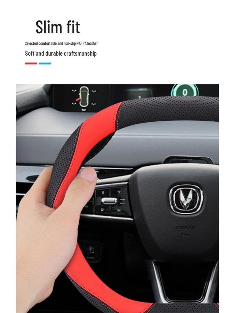 Genuine Leather Steering Wheel Cover for Changan UNIV, UNIK 2nd Gen, CS55 Plus, and Yida - Car Modification Accessory
