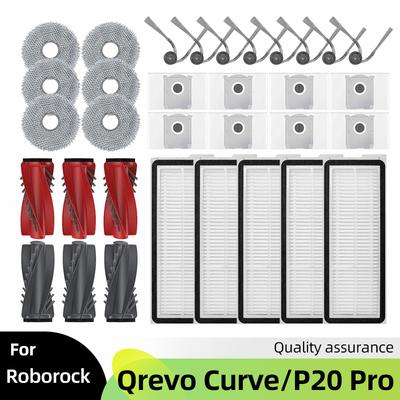For Roborock Qrevo Curv / P20 Pro Accessories Main Roller Side Brush Hepa Filter Mop Cloth Dust Bag Robot Vacuum Cleaner Parts