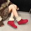 French high-cold retro velvet snow boots, soft-soled inner height increase fashion fluffy cotton shoes in winter