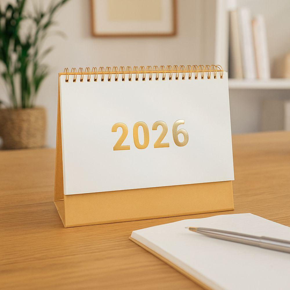 Stable Base 2026 Desktop Calendar Writable Memo Standing Flip Calendar  Time Management