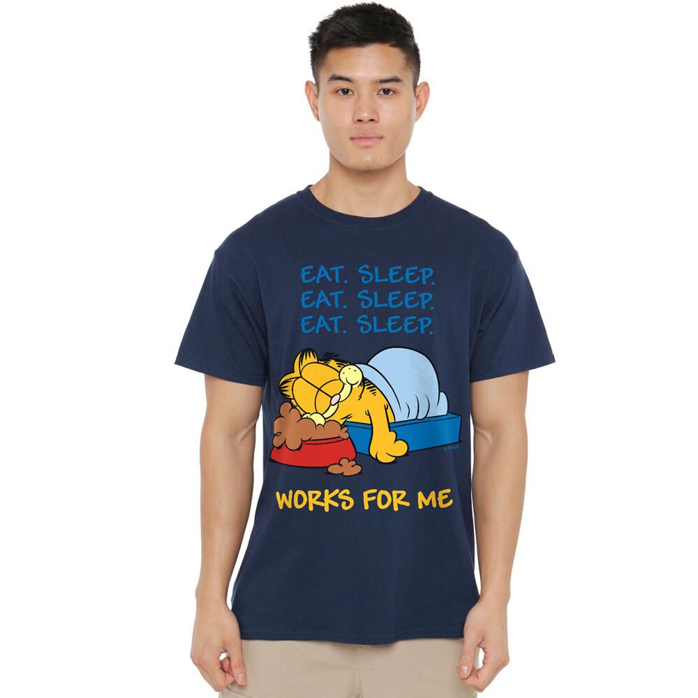 

Garfield Works For Me T-Shirt S-2XL, Navy Unisex T-Shirt XL