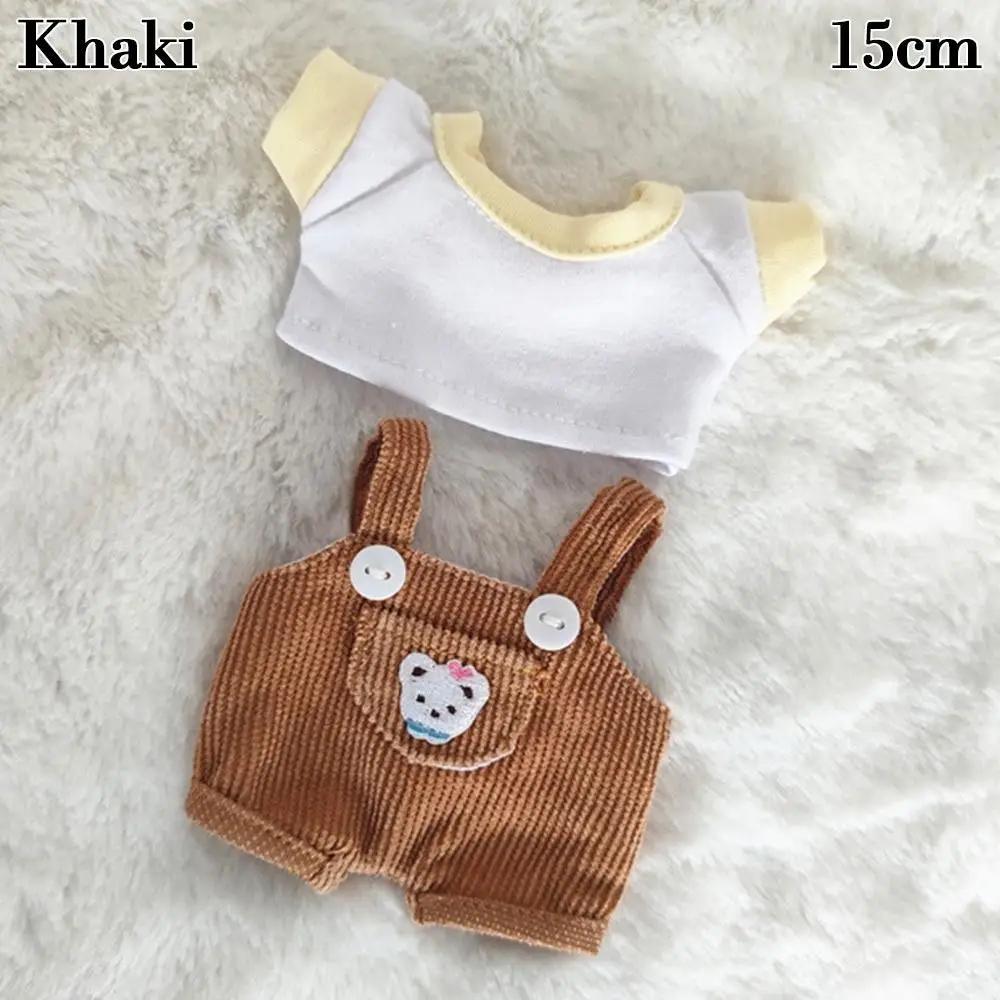 

15cm/20cm Doll Clothes Casual T-shirt Overalls Jeans Outfit Cotton Doll Overalls Suit Wears 1/12 Dolls Clothes Accessories