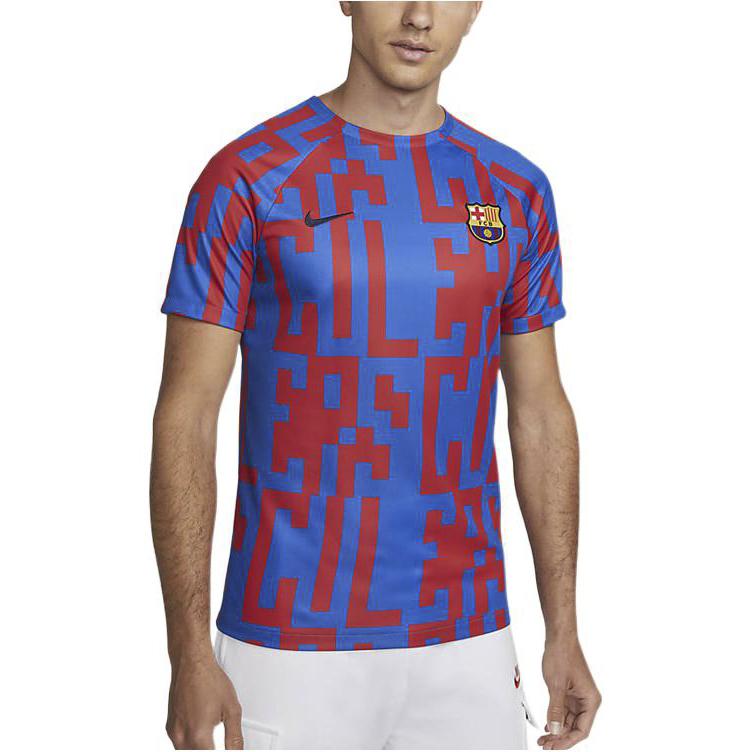 Nike Geometric Pattern Full Print Round Neck Short Sleeve Soccer Jersey Retro Men Jersey Signal-Blue DJ8560-404