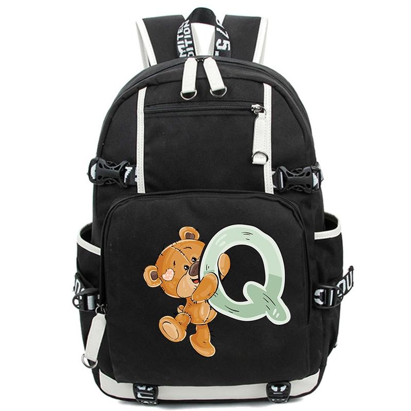 Little Bear 26 Englische Buchstaben Student Junge Mädchen Schulranzen Rucksack Kinder Teenager Cartoon Bagpack Wasserdichte Schultasche