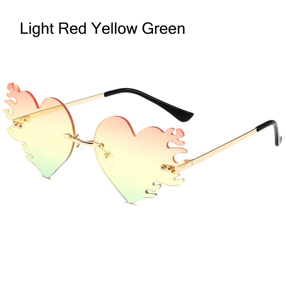 UV400 Protection Fire Heart Shaped Sunglasses Rimless Party Favor Eyewear  for Women & Men
