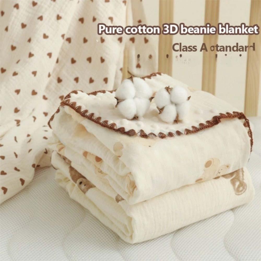 Soft Baby Bean Blanket Bear Printed Nap Sleeping Rug Cover Blanket for Infant  Dormitory
