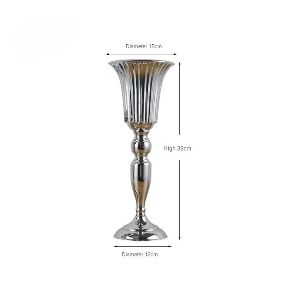 Golden Candle Holder Metal Art Flowers Vase Creative Flower Stand Wedding Party Props