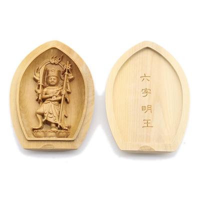 Special Buddhist Statue Rokuji Myoo Incense Holder Buddha Guardian Deity for Protection of the Body and Protection from Evil Width Boxwood Wood
