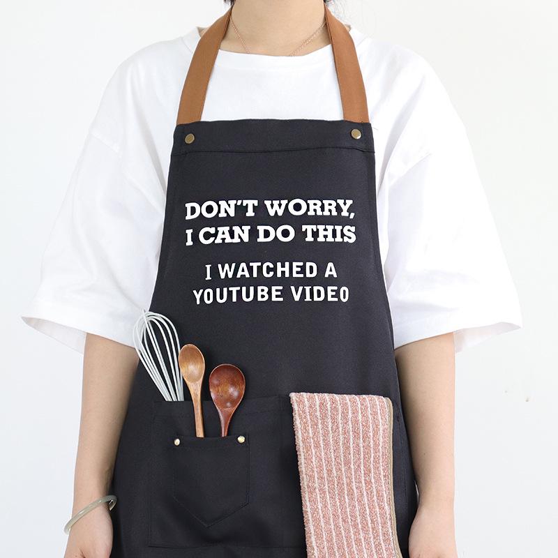 Color Block Halter Neck Waist Apron - Letter Print Design for Kitchen, BBQ, and Restaurants