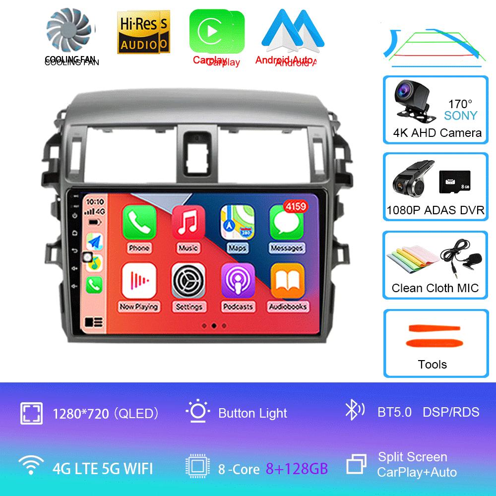 Android 14 Carplay 2din Video Player Car Radio For Toyota Corolla E140/150 2006 - 2013 4G GPS Multimedia Player Stereo