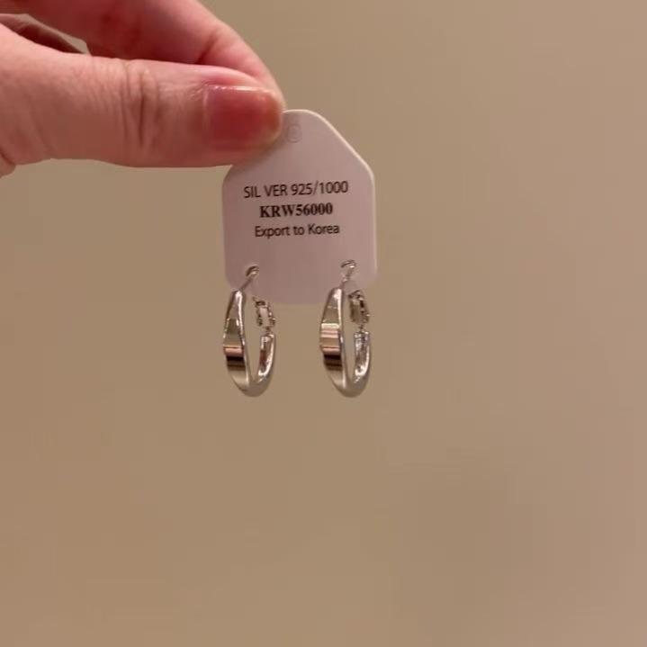 925 Silver French Circle Hoop Earrings: Trendy Minimalistic Design