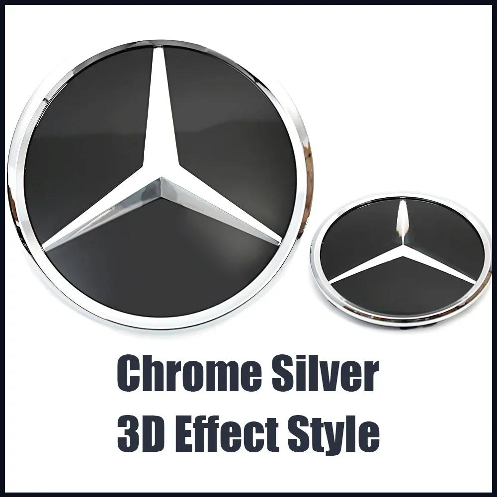 Per Mercedes Benz Classe A W176 2016-2018 A180 A200 A250 Argento e Nero Stile Effetto 3D Griglia Anteriore Emblema Stella Logo Badge