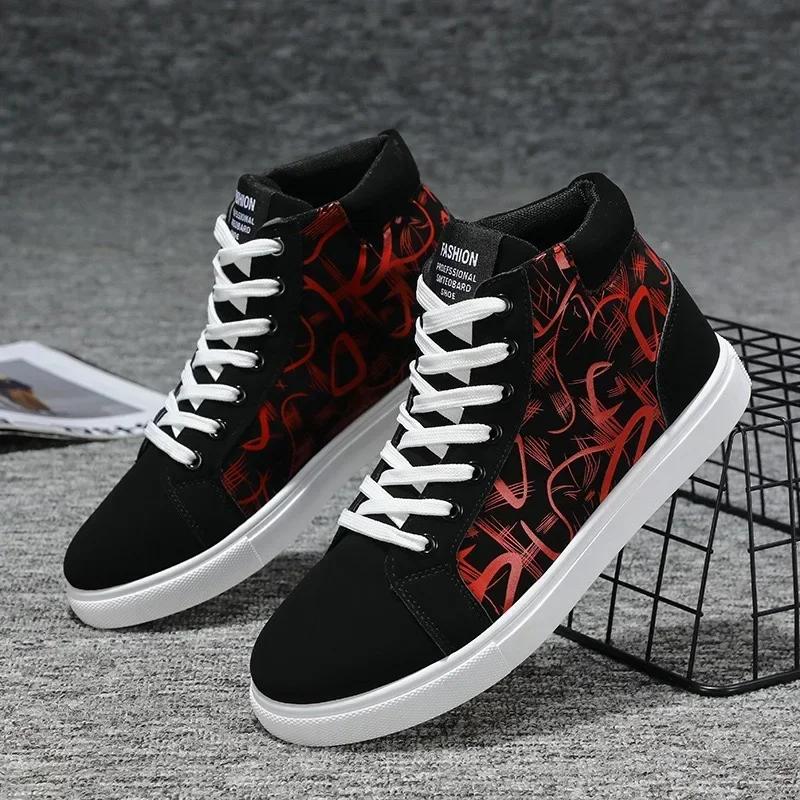 Men'S Sneakers Fashion High Top Canvas Shoes Autumn New Casual Shoes For Men Lace Up Platform Vulcanized Shoes Big Size48