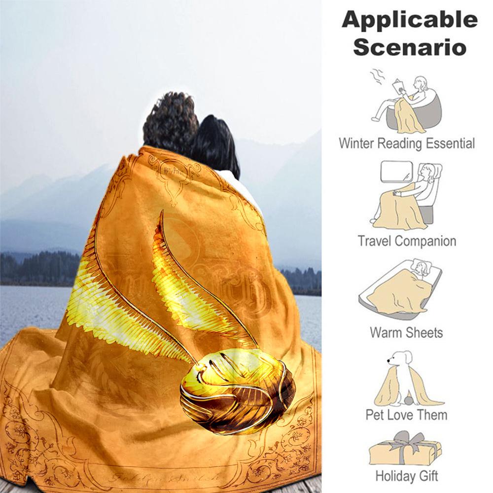1pc Golden Snitch Harry Potter Outdoor Flannel Throw Blanket All Season Soft Warmth,Home Decor 1031218