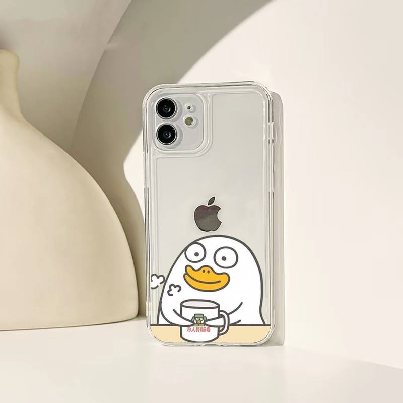 Cartoon Enten Handyhülle für Iphone 11 12 13 14 Pro Max 7 8 Plus X Xr Xs Max Se 2020 Mini Transparente Hülle