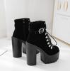 Lace Up Women Boots Platform Buckle Boot Winter Shoes Thick Heel Autmn Boots With Zipper Ankle Strap Black Suede