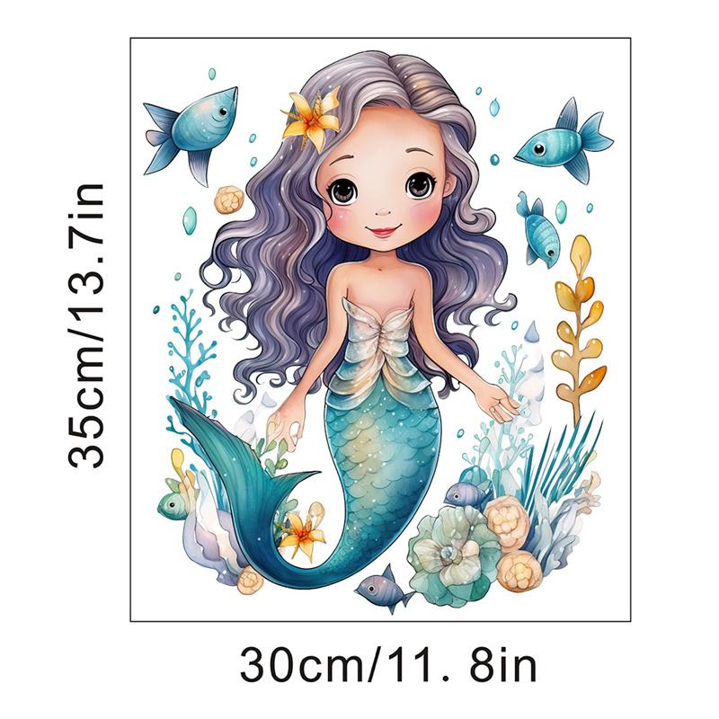 Mermaid Princess Toilet Stickers PVC Self-adhesive Waterproof Bathroom Decals Mural Sticker
