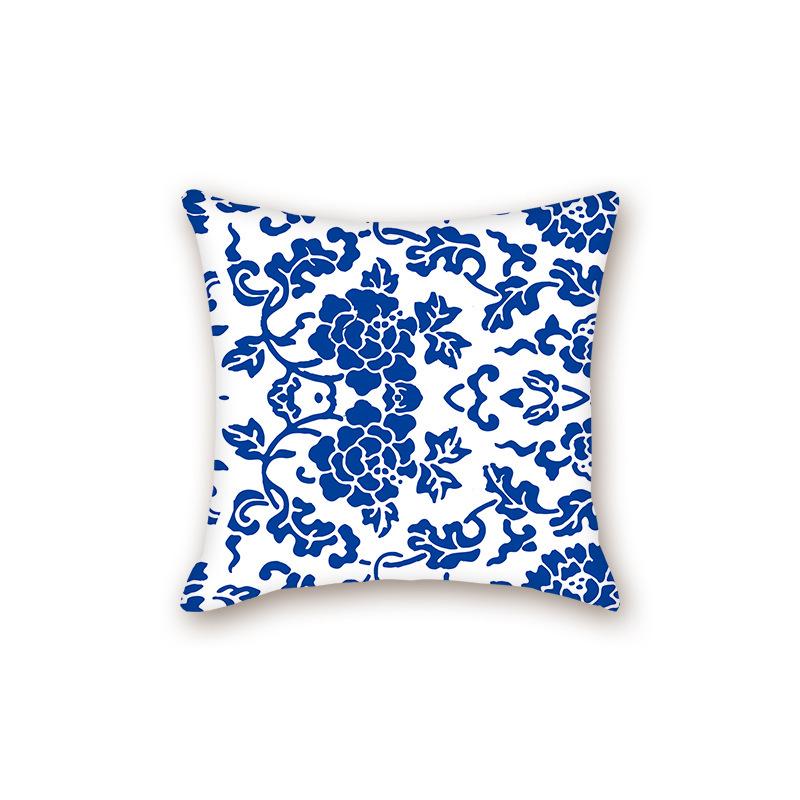 2025 Modern Blue & White Porcelain Series Backrest Pillow Cover for Sofa & Bed