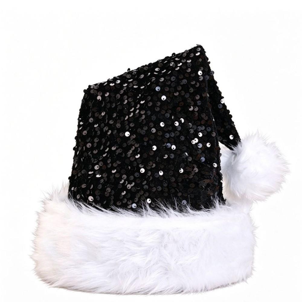 Soft Sequin Santa Cap Double Layer Festive Hat Adults Holiday Hat Holiday Celebrations